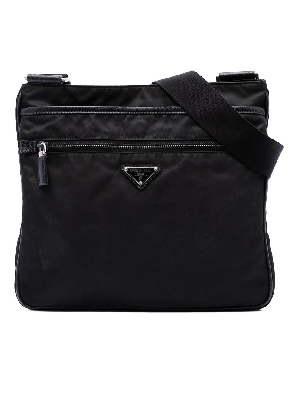 Prada Saffiano Trimmed Tessuto Zip Top #360427P55B